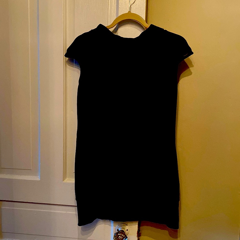 Express Cap Sleeve Dress Cowl Neck Zipper Back Sheath Stretch Knit